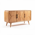 Houten dressoir met drie deuren en zwart metalen handgrepen 100 x 40 x 75cm