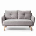 Twee persoonsbank van stof in lichtgrijs met houten poten 150 x 80 x 85cm