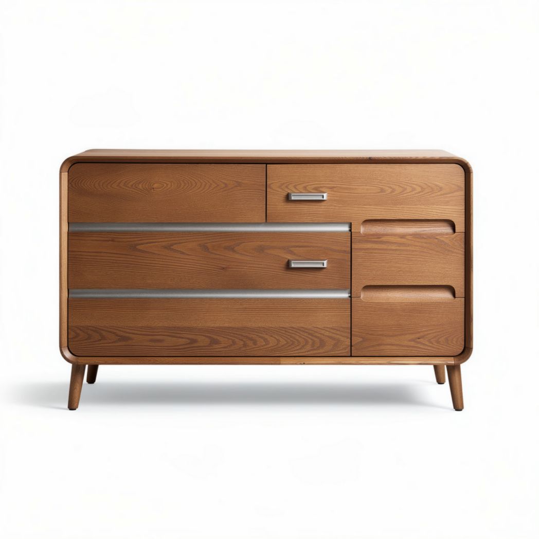 Houten dressoir met zilverkleurige handgrepen 150 x 45 x 75cm