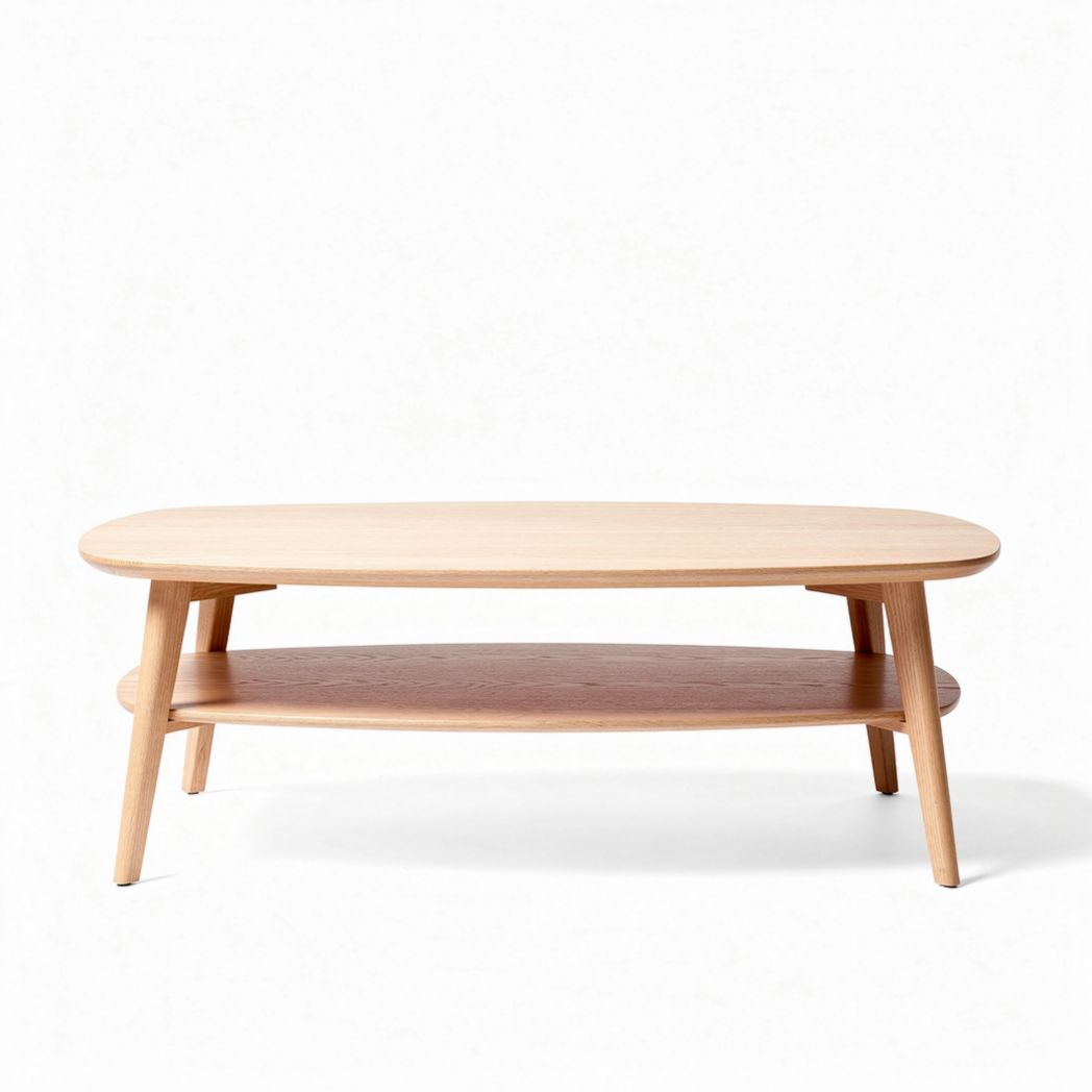 Lichte eikenhouten salontafel met onderblad 120 x 60 x 40cm