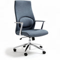 Bureau stoel met verstelbare hoogte en armleuningen in blauw stof 60 x 60 x 100cm