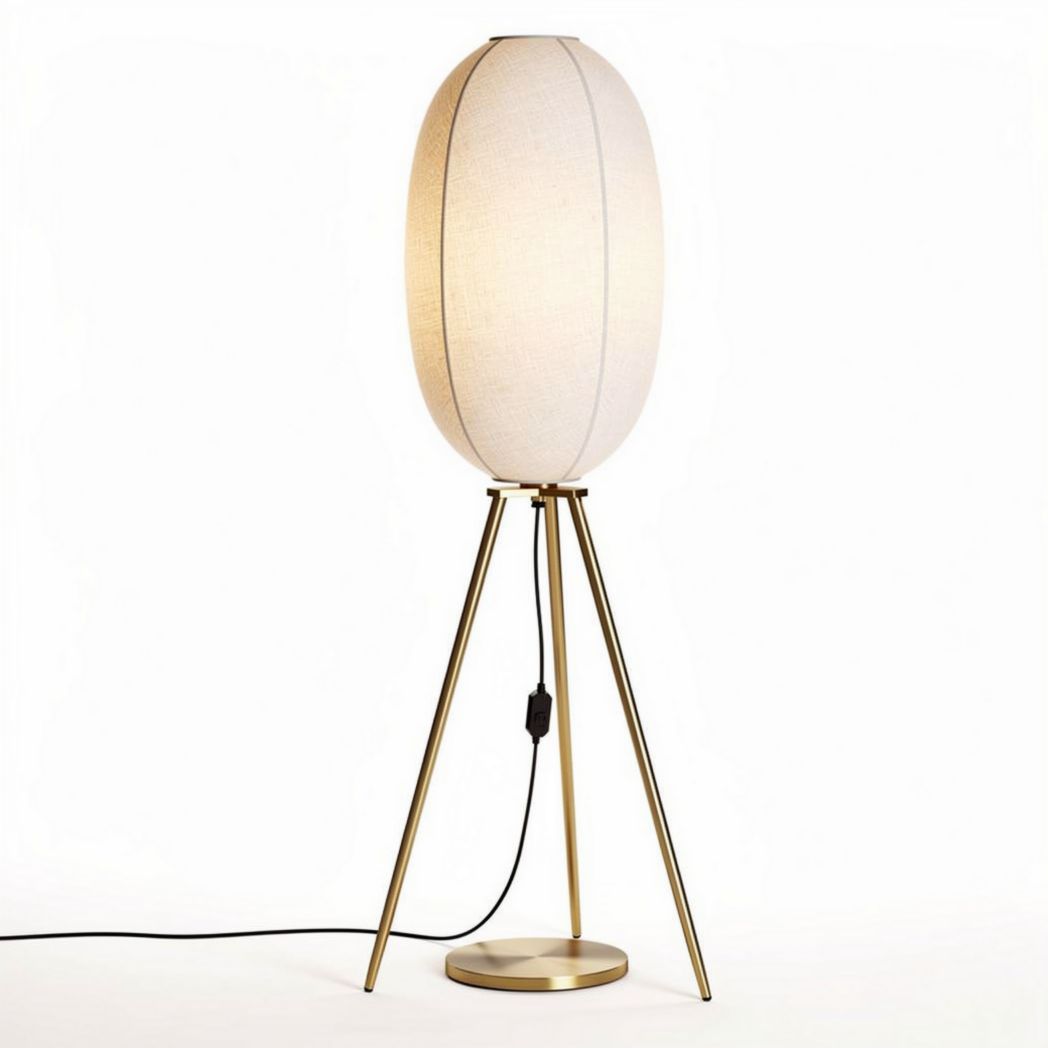 Vloerlamp met linnen lampenkap en metalen standaard 30 x 30 x 150cm