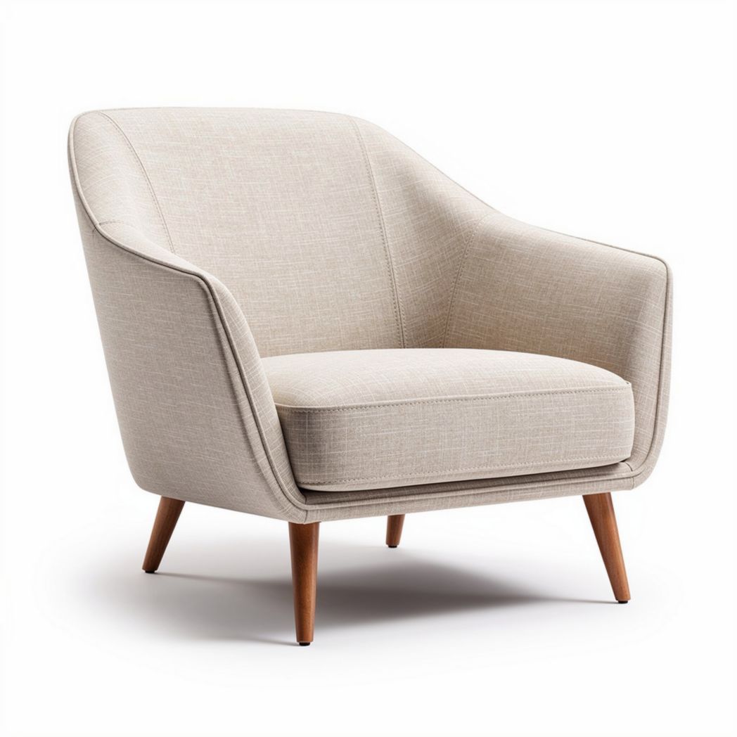 Lichtgrijze stoffen fauteuil met houten poten 80 x 80 x 75 cm