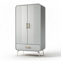 Grijze kast met dubbele deuren en lade 80 x 45 x 180cm van plaatstaal