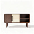 Houten tv-meubel met twee deurtjes en open planken 100 x 40 x 60cm