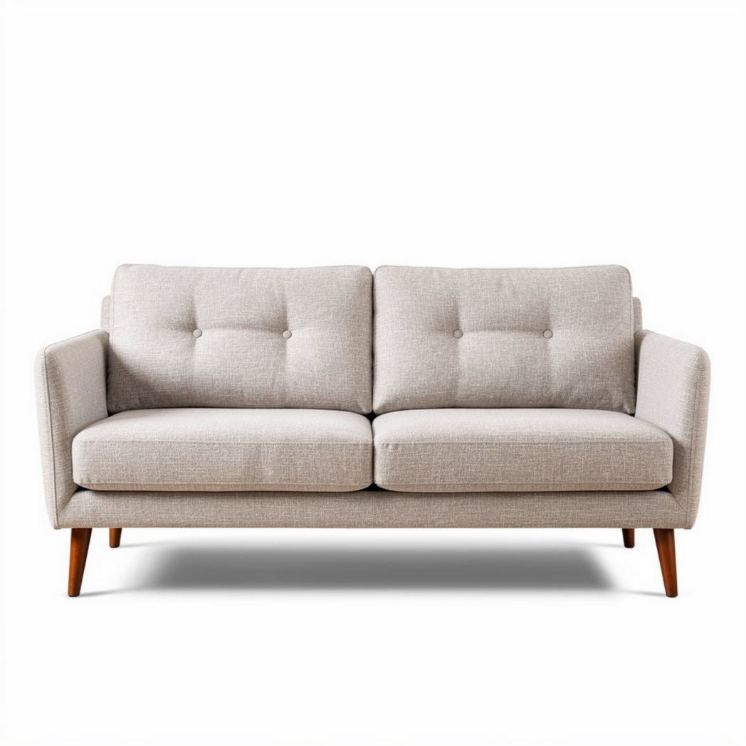 Tweedelige bank in grijs fluweel met afmeting 180 x 90 x 85cm